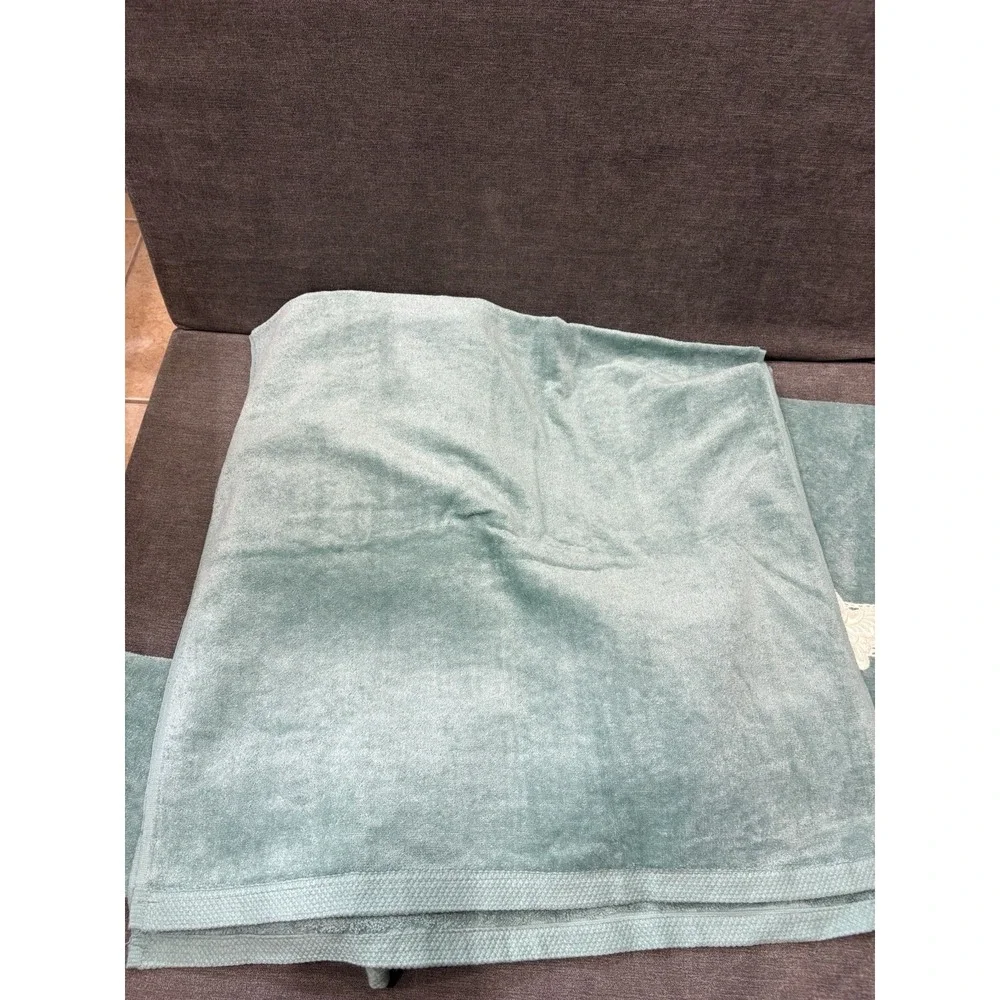 Vintage Butterfly Set 2 Wash Cloth 2 Hand 2 Bath‎ Lot Teal Blue Good Condition